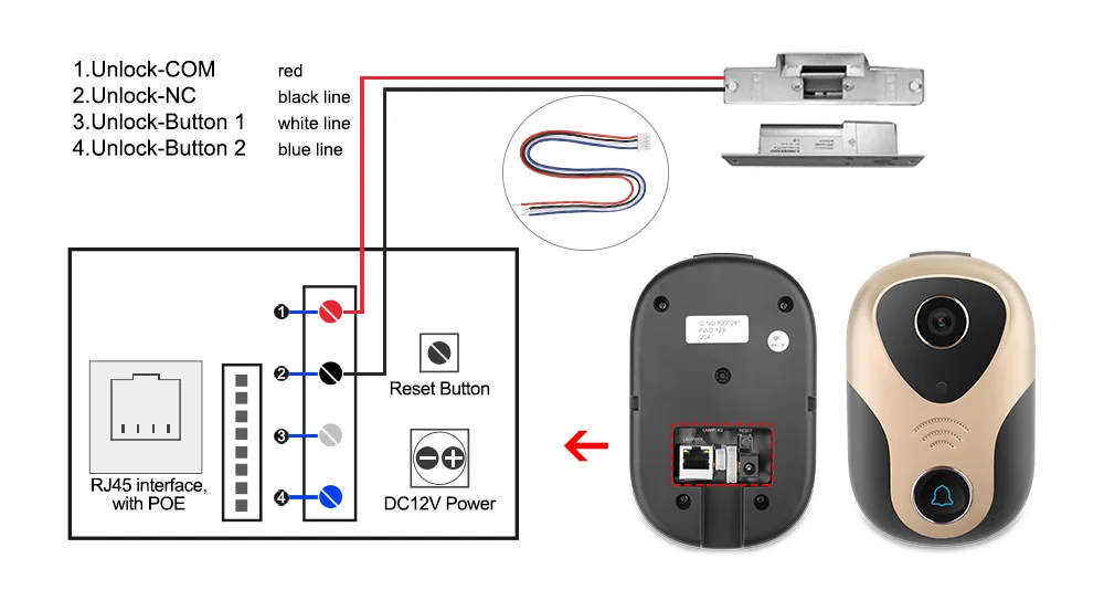 Techege Wifi дверной звонок 720P беспроводной проводной видеодомофон домофон ночное видение Обнаружение движения Дистанционное управление wifi дверной Звонок