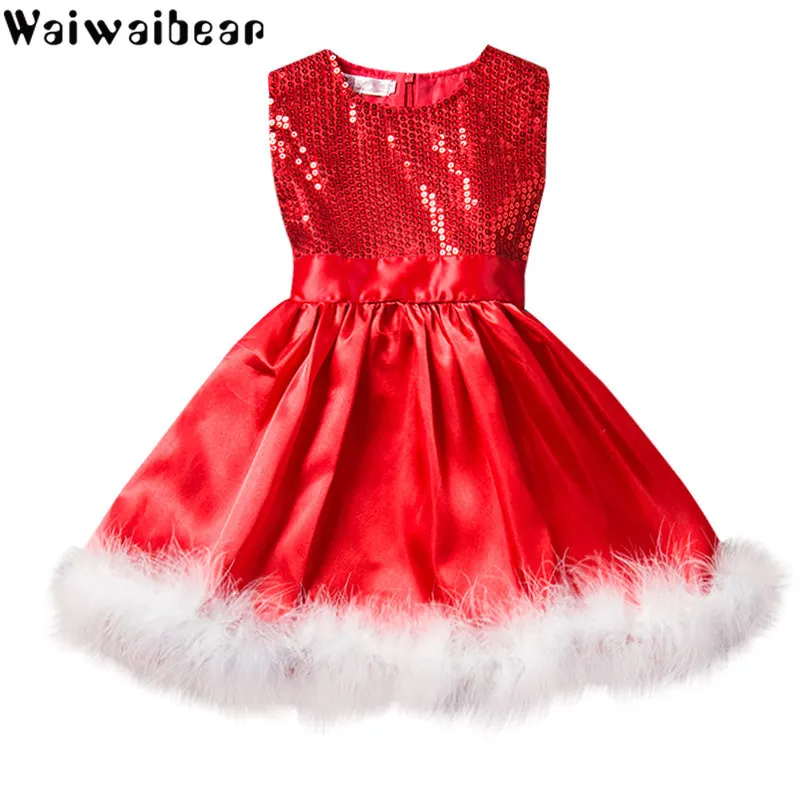 

Fashion Baby Girls Dress Kids Christmas Party Red Paillette Tutu Dresses Xmas Gift Sleeveless Princess Costume Girls Dress