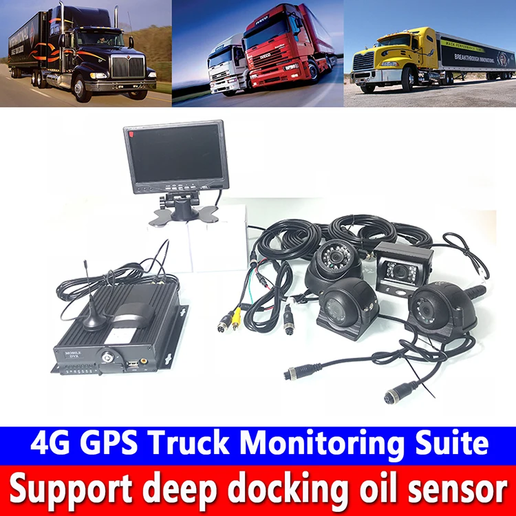 Suporte de Rede Host de Monitoramento de Vídeo de Ciclo de Baixa Proteção da Tensão Global Caminhão Suíte Monitoramento Ahd 4ch Cartão sd Gravador 4g Gps 7 Câmera multiângulo automotiva