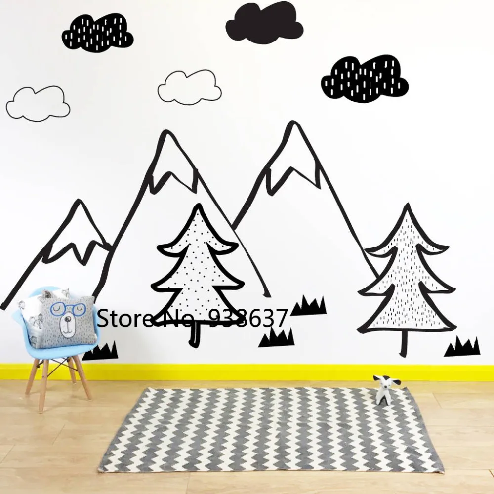Nordic Style Vinyl Wall Decoration Kids Bedroom Wall Stickers Mono