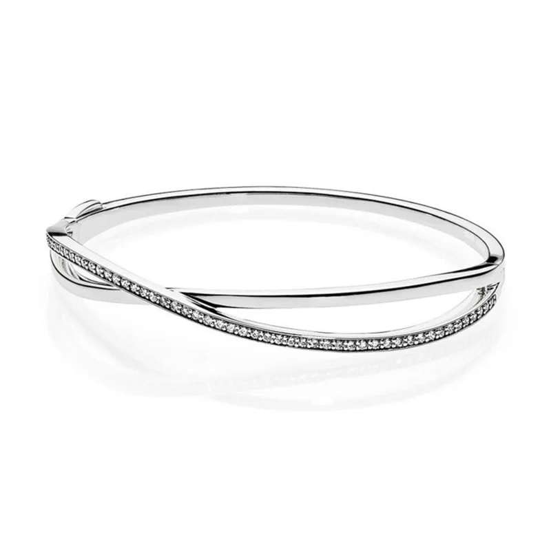 

Trendy 100% Authentic 925 Sterling Silver Bead Charm Bracelet Fit Pans Entwined Bangle For Women Birthday DIY Jewelry Gift