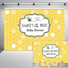 Neoback Sweet As Can Bee Baby Shower Backdrop Honeycomb Christening Baptism Bumble Bee Photo Background bumble bee chunk light tuna in water