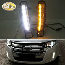Per Ford Edge 2009 ~ 2014 di Giorno Corsa e Jogging Luce DRL HA CONDOTTO LA Copertura Della Lampada Della Nebbia Con Giallo Segnale di Svolta Funzioni