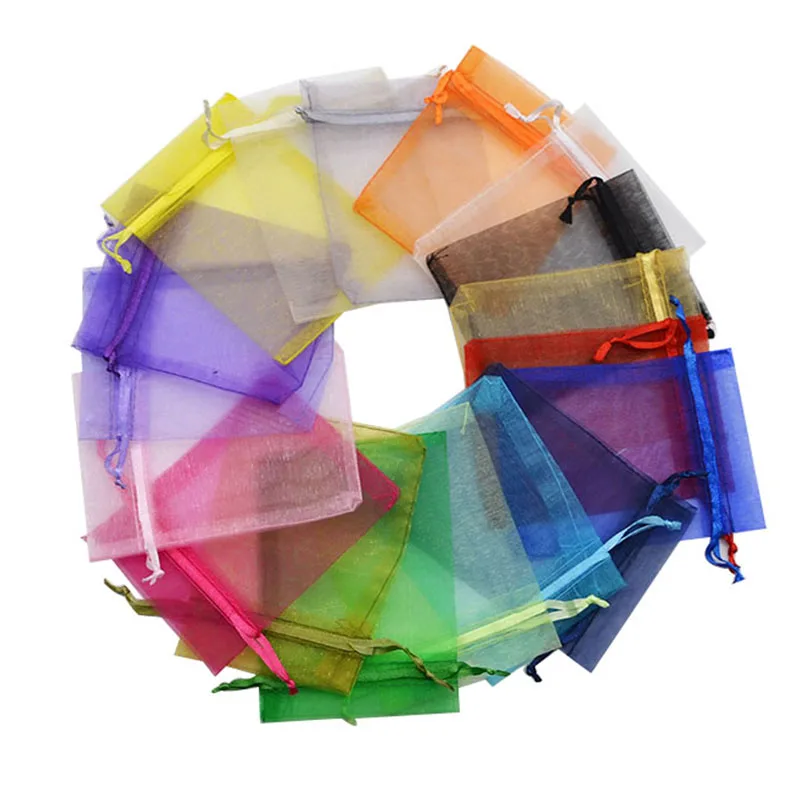 ##BUY 20pcs 7x9 9x12 11x16 13x18CM Organza Bags Jewelry Packaging Bags Wedding Party Decoration Drawable Bags Gift Pouches