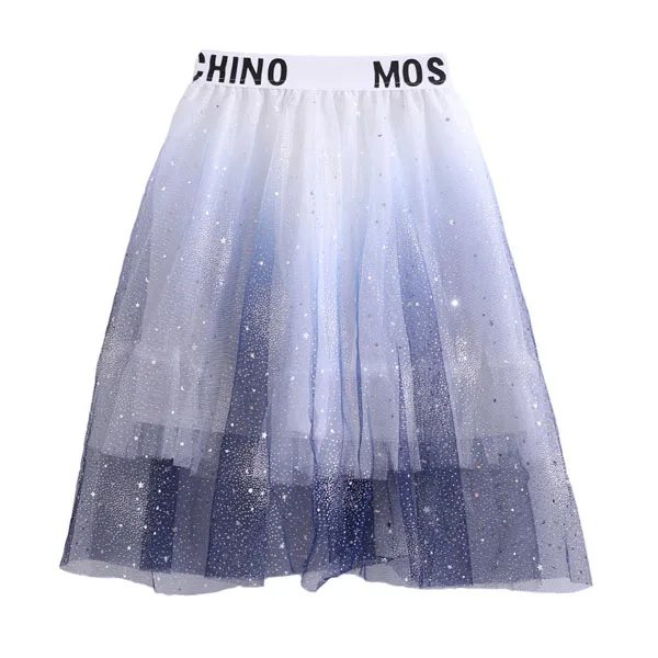 Сетчатая юбка для девочек с постепенным изменением цвета юбка со звездами