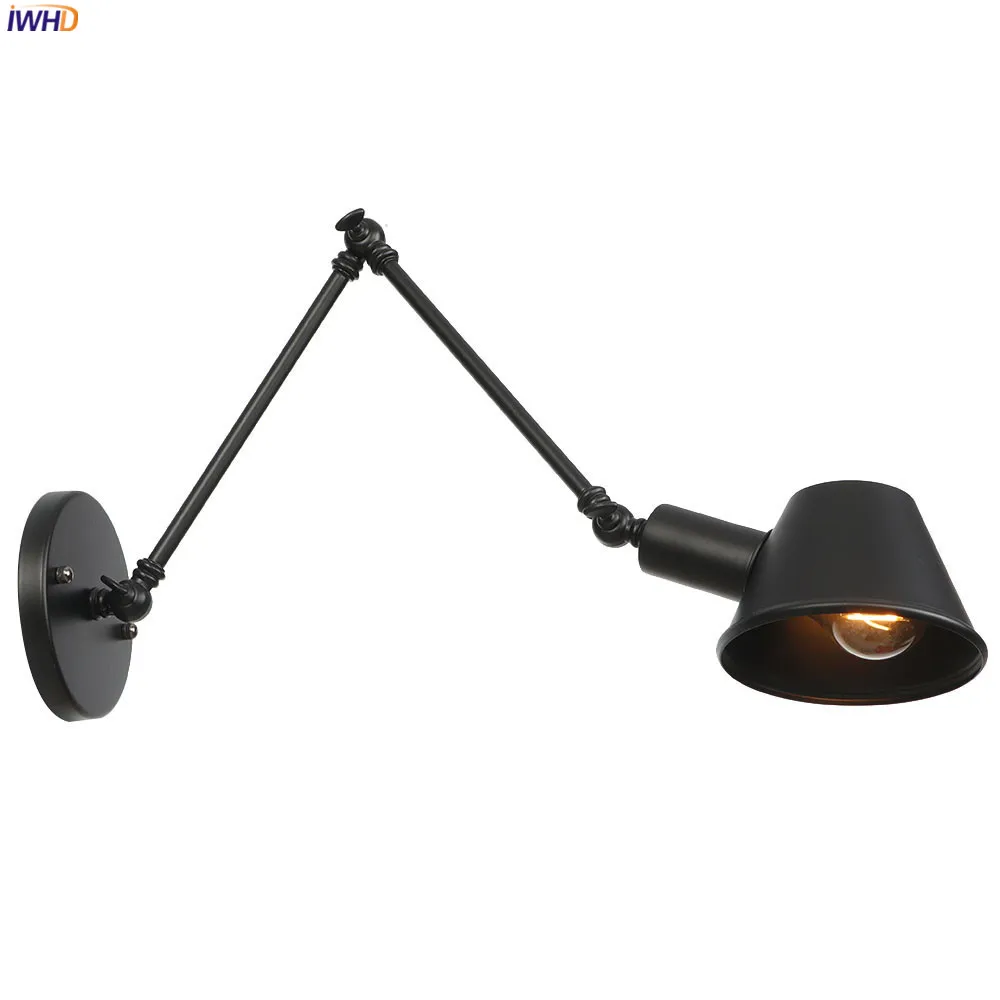  IWHD Black Iron Industrial LED Wall Light Fixtures Bedroom Bathroom Mirror Loft Style Vintage Wall  - 32995600647