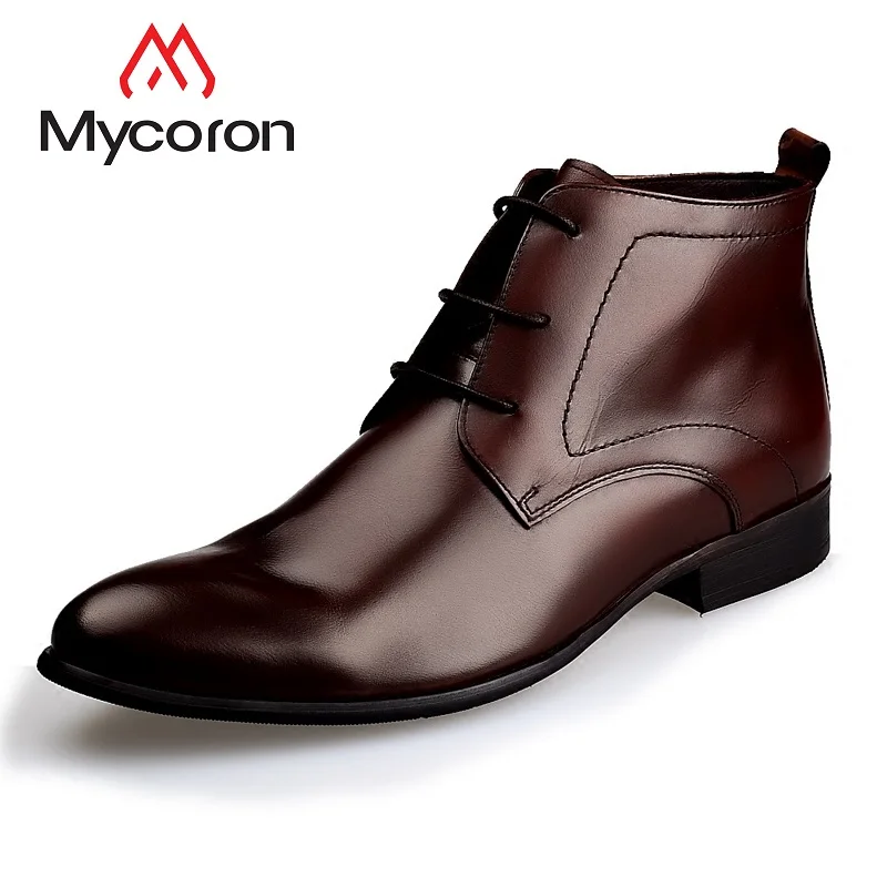 

Mycoron Minimalist Design Top Quality Genuine Leather Shoes Lace-up Pointed Toe Handmade Martin Mens Ankle Boots bota masculina
