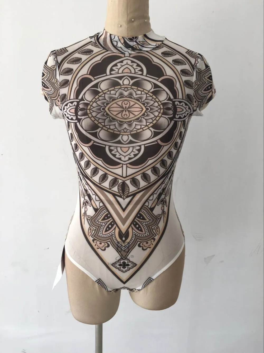 Летний женский сексуальный комбинезон с принтом тату в этническом стиле, традиционная африканская одежда, сетчатый кружевной комбинезон в стиле ретро C2554