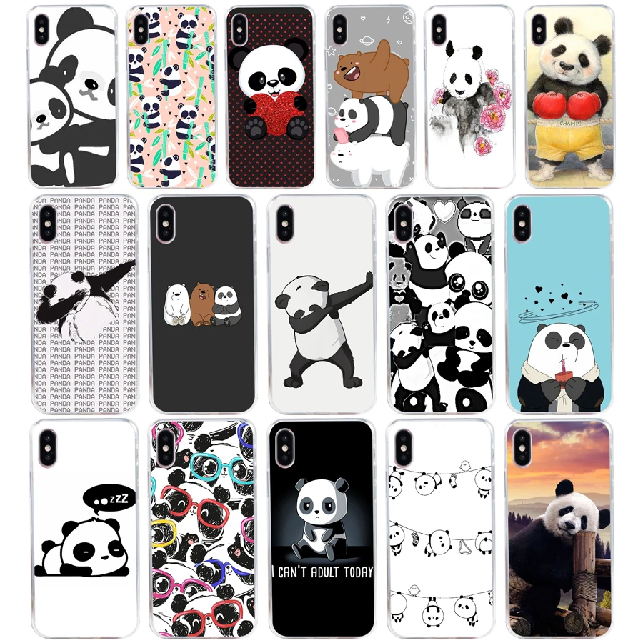 

47SD cute little panda gift Soft Silicone Tpu Cover phone Case for iphone 5 5s se X XR XS Max case