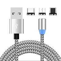 Оптом 3 в 1 Разъемы Магнитный Usb кабель 2.4A Магнитный Usb кабель для зарядки для Iphone XS и смартфона - Цвет: Серебристый