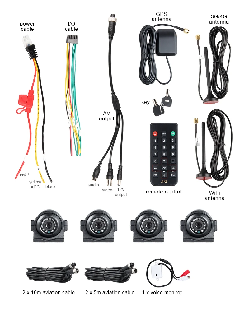 4CH 4G gps Wifi AHD автомобильный Мобильный Dvr комплекты+ 4 шт Передняя/задняя уличная Металлическая Автомобильная камера, 2 ТБ жесткий диск 256G SD Vehcile видео рекордер