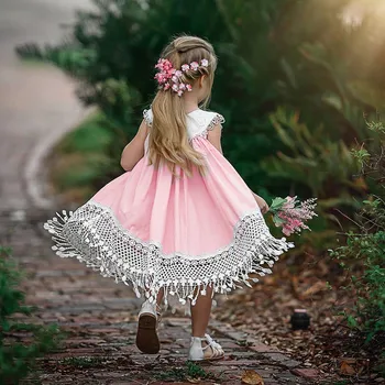 

2019 ARLONEET New Summer Dress Mesh Girls Toddler Baby Girl Ruffles Sleeveless Floral Patchwork Lace Sundress Clothe Dress Z0205