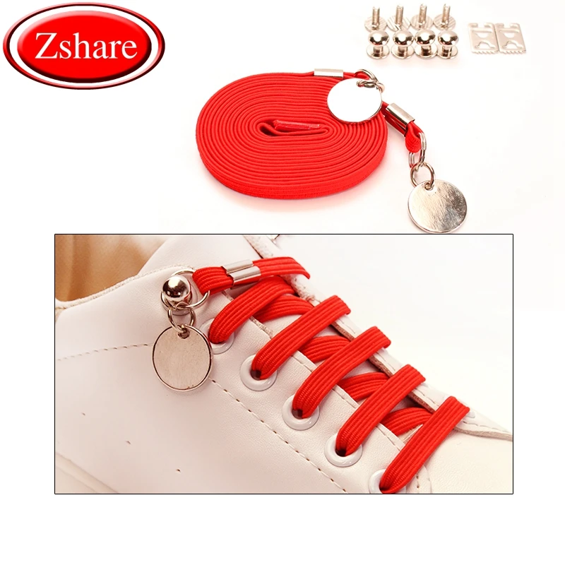 

1 Pair Metal Buckle Flat Shoe laces No Tie Elastic Shoelaces Quick Safety Sneakers Lazy laces Outdoor Unisex Convenient Shoelace