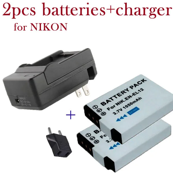 

rechargeable  batteries + battery charger 1050 mAh EN-EL12 bateria EN EL12 for Nikon coolpix S6100 S9100 S1100PJ S9600 S9700