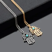 New Hand Pattern Turquoise Pendant 2 Color Pick Necklace Women Chain Chocker Necklaces Jewelry Accessories Gifts Free Shipping