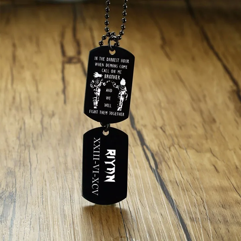 Dogtag ожерелье для мужчин Вегета и Сон Гоку в самый темный час Dragon Ball персонализированные координаты кулон дропшиппинг - Окраска металла: Engravable