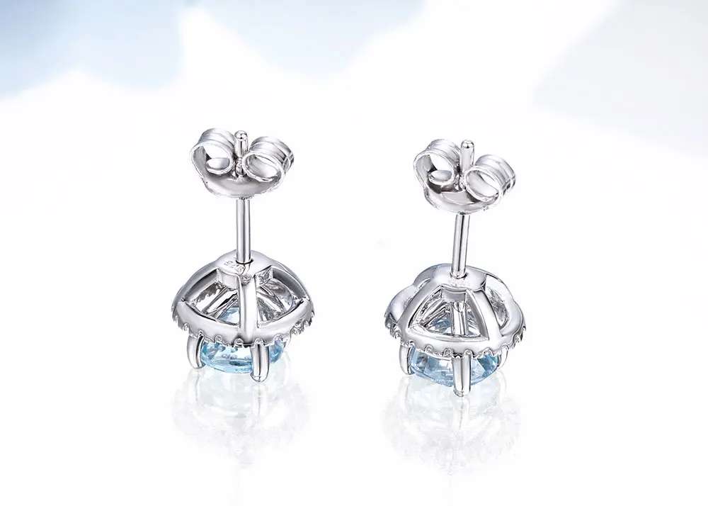 silver blue topaz earrings CAE01986SD-1 (7)