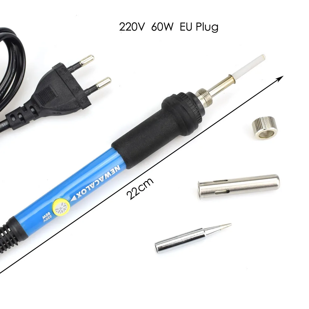 Электрический паяльник NEWACALOX EU/US 60 Вт с регулируемой температурой, набор сварочных паяльных станций, ремонтный набор инструментов с коробкой для инструментов