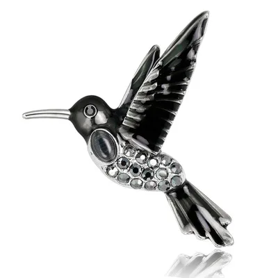 Funmor Bird Brooch Enamel Pin Crystal Jewelry For Women Men Suit Bag Scarf Accessories Party Wedding Ornaments Gifts Zinc Alloy - Окраска металла: Black