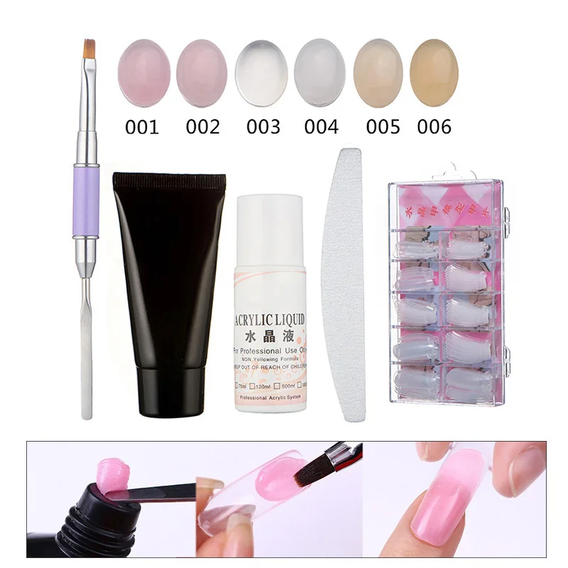 

High Quality Nail Art Set Poly Gel Nail Extension Builder Fake Nails Tips Brush Polish Manicure Tools Kit For Nail Art FM88