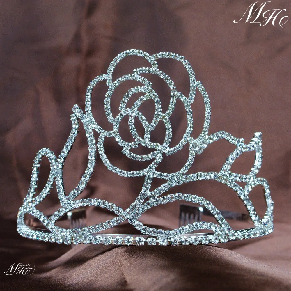 Pageant,Rhinestone,Crystal,Prom Bridal Wedding,Silver Crown Tiara,#6,Comb New! 
