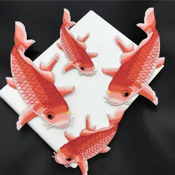 

20pcs Embroidery Red Carp Adhesive Patch Clothing Design Diy Custom Decorative Accessories Sewing Golden Fish Badges A Coudre