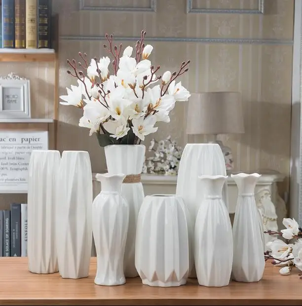 

Ceramic vase Contemporary and contracted mesa vase decoration Can water flowers can Household white vase