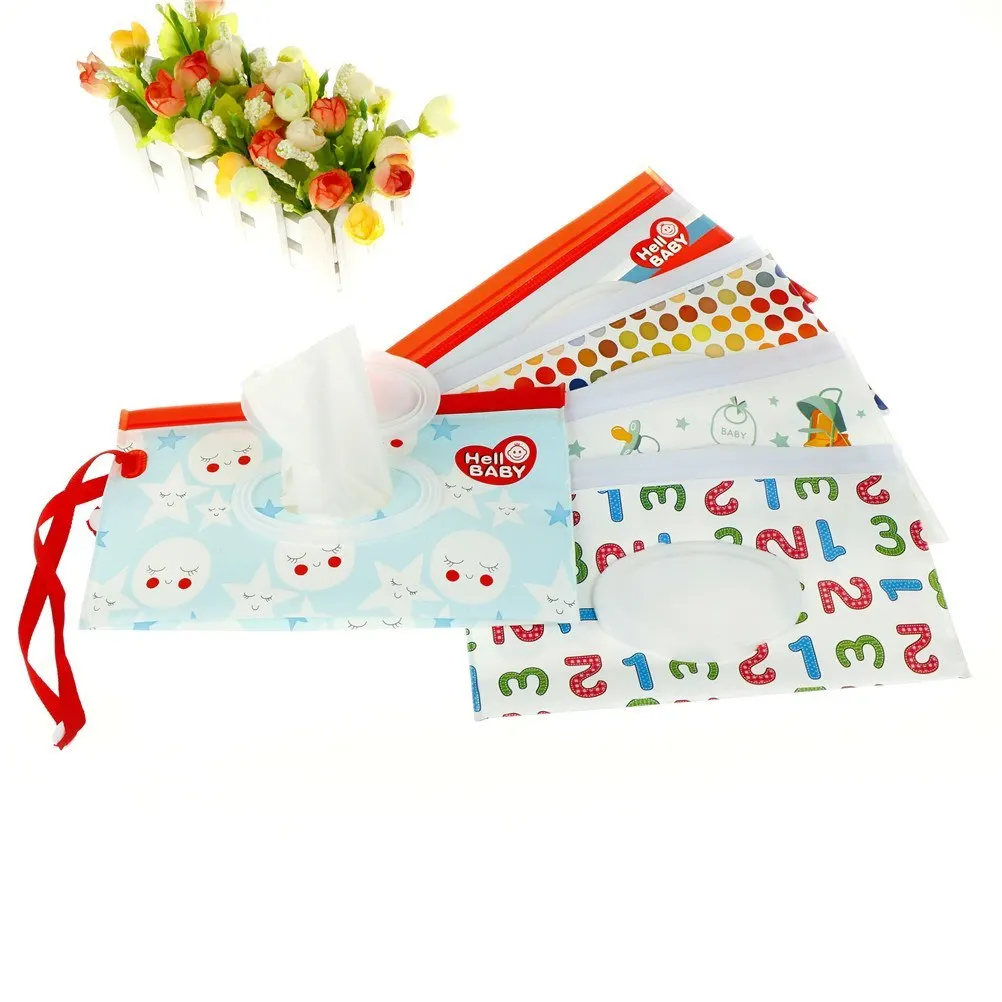 Clutch and Clean Wipes Carrying Case Eco-friendly Wet Wipes Bag Clamshell Cosmetic Pouch Easy-carry Snap-strap Wipes Container