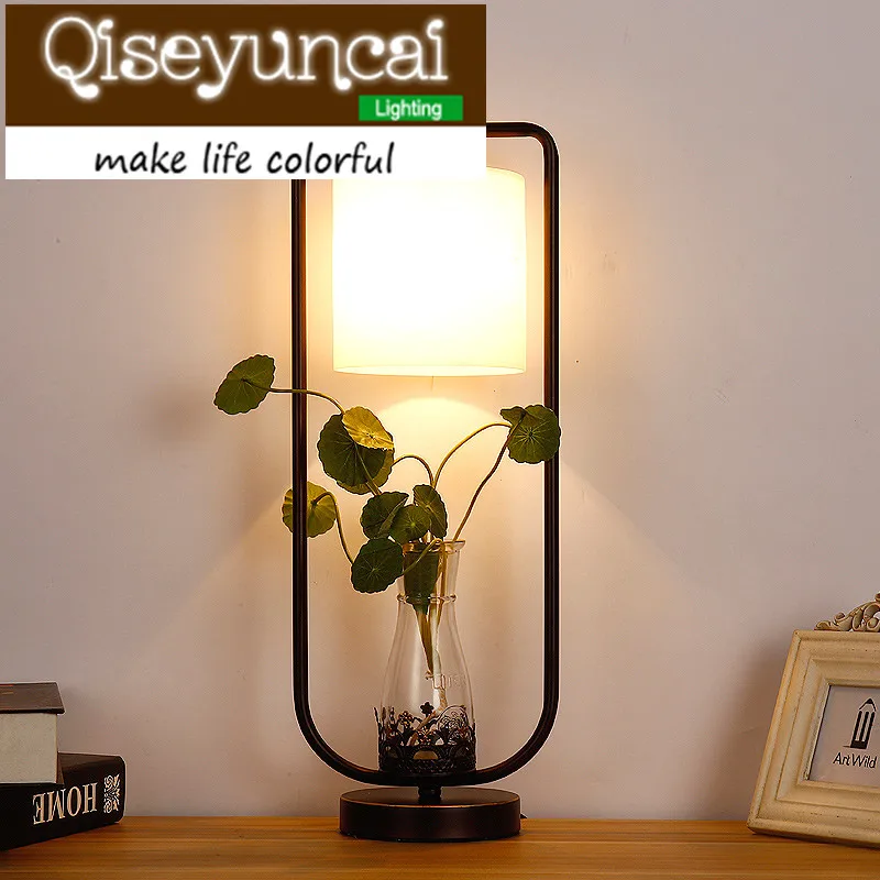 

Qiseyuncai Creative personality simulation plant glass desk lamp, bedroom, bedside decoration, water culture desk lamp