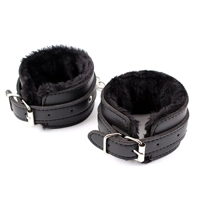 B/D SM Black PU Leather&ampPlush Bondage Hand Cuffs Fetish Handcuffs For Adult Games Slave Restranit Sex Products Flirty Toys | Красота и