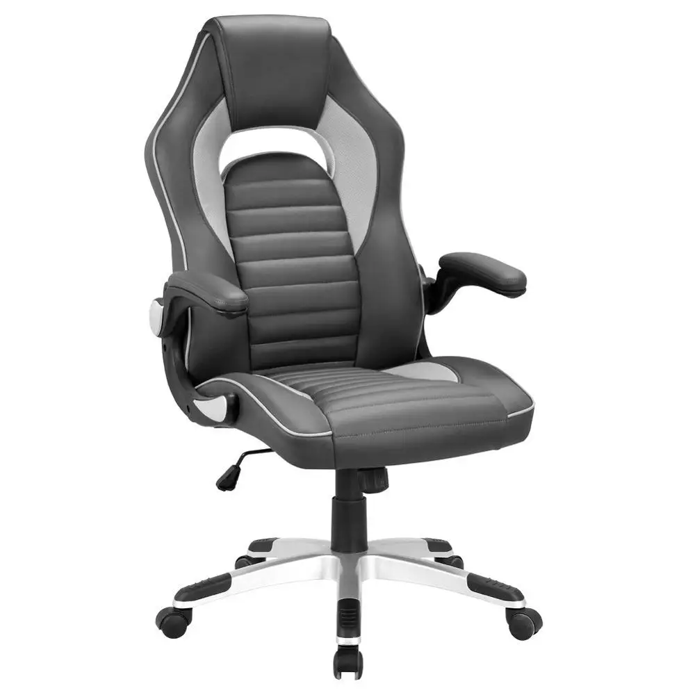 

Leather Gaming Chair Pu Executive chair with Foldable Arms High Back Swivel Computer Reclining Chair