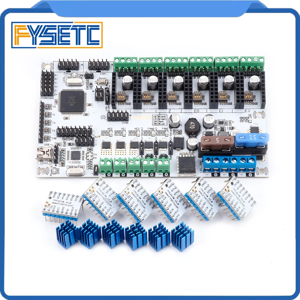 

Rumba Plus 3D Printer Start Kits Mother Board Rumba +Board With 6pcs TMC2130 V1.0 Stepper Driver 6pcs Heatsink For 3d Printer