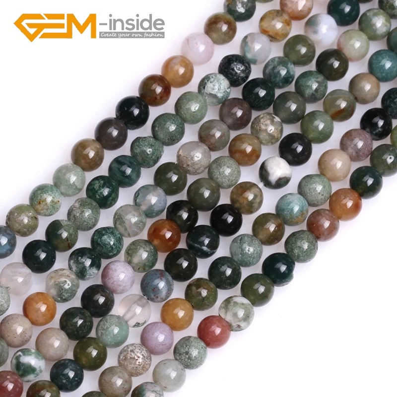 

Round Indian Agates beads: 4mm 6mm 8mm 10mm to 20mm Natural Stone Beads Loose Beads For Bracelet Making Strand 15" DIY ! HOT