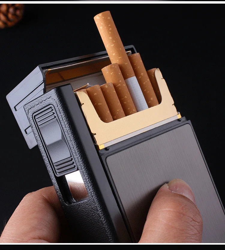 Карманный держатель для сигарет чехол для сигарет аксессуары для сигарет с ветрозащитной перезаряжаемой зажигалкой USB