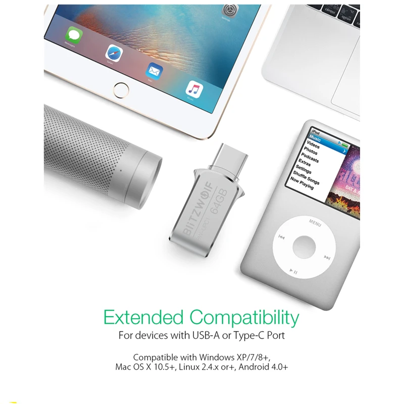  BlitzWolf BW-UPC1 2-in-1 Type-C USB 3.0 Aluminium Alloy 16GB 32GB 64GB OTG USB Flash Drive External