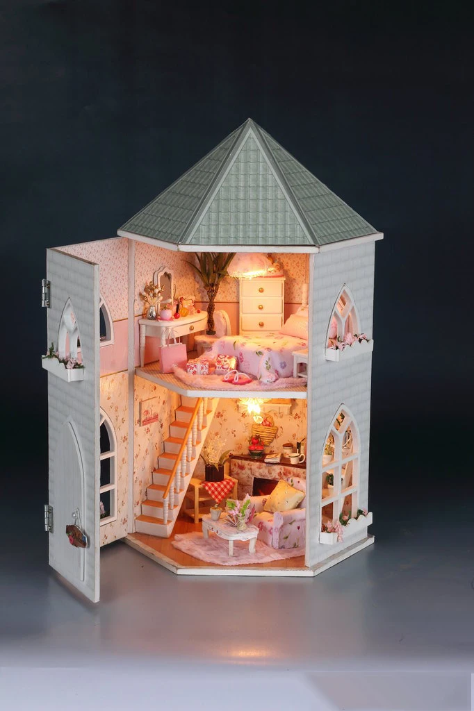 DIY замок мечты строительство кукольный домик миниатюрные сборные наборы с Funitures игрушки для MM/GG фестиваль подарки ручной работы