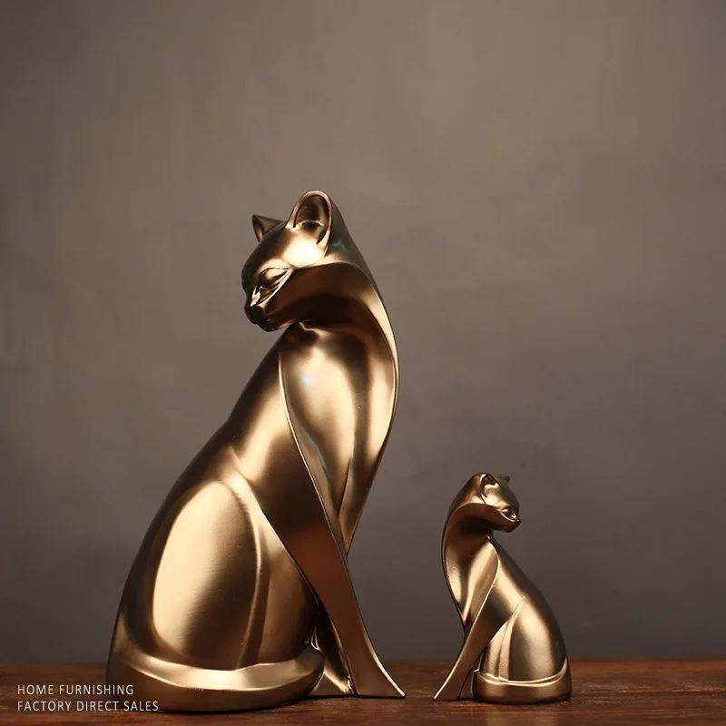 

2PCS retro Lucky Cat figurines American room decoration accessories Resin cat decor vintage home decor miniature ornaments