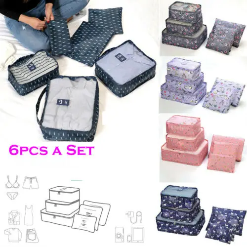 

6Pcs Travel Storage Bag Set for Clothes Luggage Packing Cube Organizer Suitcase