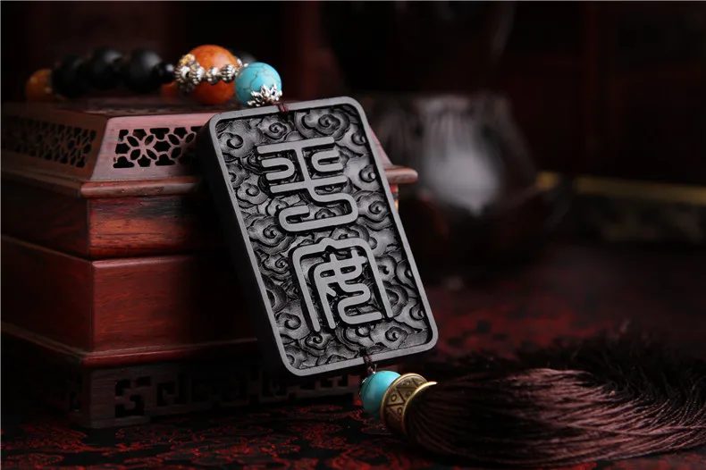 

Ebony Saving Car Pendant Peach Wood Carving Car Ornament Free Shipping