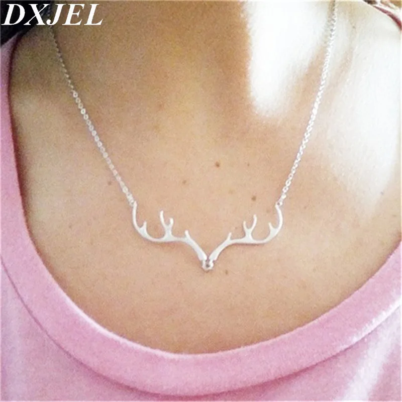 

DXJEL Elk Deer Antlers Pendant Necklace for women chokers necklace dropshipping Fashion jewelry birthday gifts for child girls