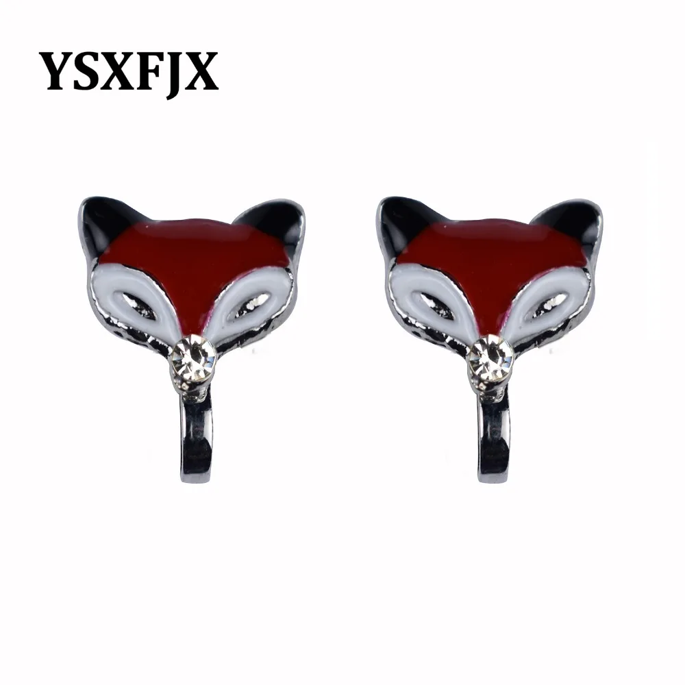 

YSXFJX 2018 Korean version of the sweet /lovely temperament small fox Clip Earrings personality wild earrings ladies jewelry