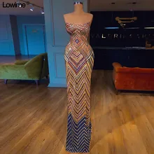 Блестящие подгонянные ткани знаменитостей Красные ковровые платья без рукавов Совок Выпускные платья vestido de festa длина до пола