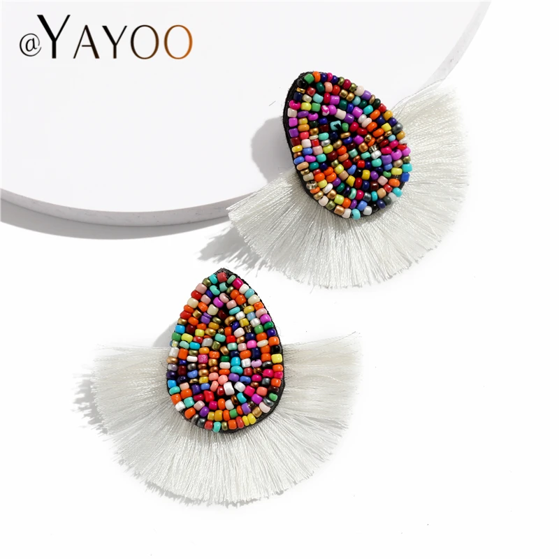 Colorful Beaded Tassel Earrings for Women Fashion Wedding Big Statement Female Fringe Hanging Earings Jewelry dangle earrings drop earrings pendant earrings long earrings crystal tassel earrings