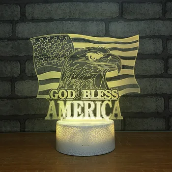 

America Flag 3D LED RGB Night Light 7 Color Change Desk Light Action Figures 268 Boys Girls Christmas Toys