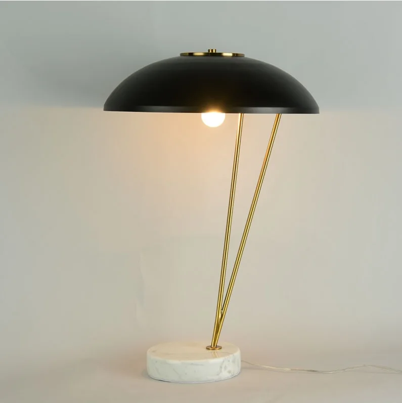 

Italy Design Metal Canopy Golden Table Lamp / 65cm Height / Marble Base