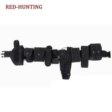 Men Belts With 10 pcs Pouch Multi-function Tactical Belt Security Police Guard Utility Kit Nylon Black