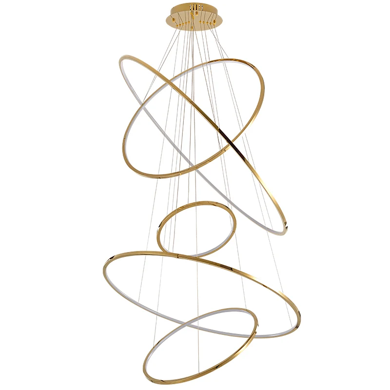 

Nordic Post Modern Luxury Ring Pendant lights Villa Decoration LED Droplight Gold Stainless steel Foyer Dining room LED Lighting