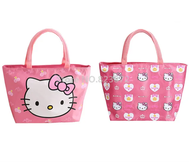 Us 11 0 Aliexpress Cute Pink Hello Kitty Tote Handbag Lunch Bag For S Kids School Women Waterproof Beach Bags Lunchbox Picnic Food