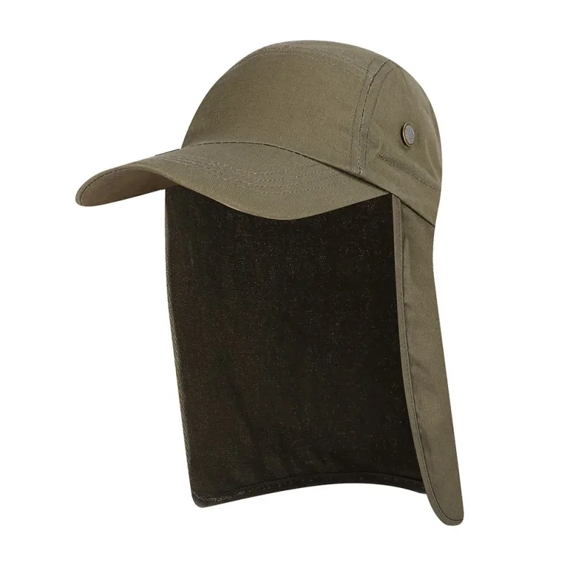 Новинка унисекс, быстросохнущая Рыбацкая шляпа, солнцезащитный козырек, кепка, шапка, уличная UPF 50, защита от солнца с ушками на шее, откидная крышка для пеших прогулок - Цвет: Army Green