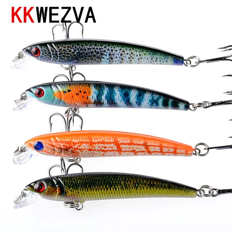 KKWEZVA 4pcs 7.5cm/5g Mini Minnow Fishing Lure Realistic Fishing Bait